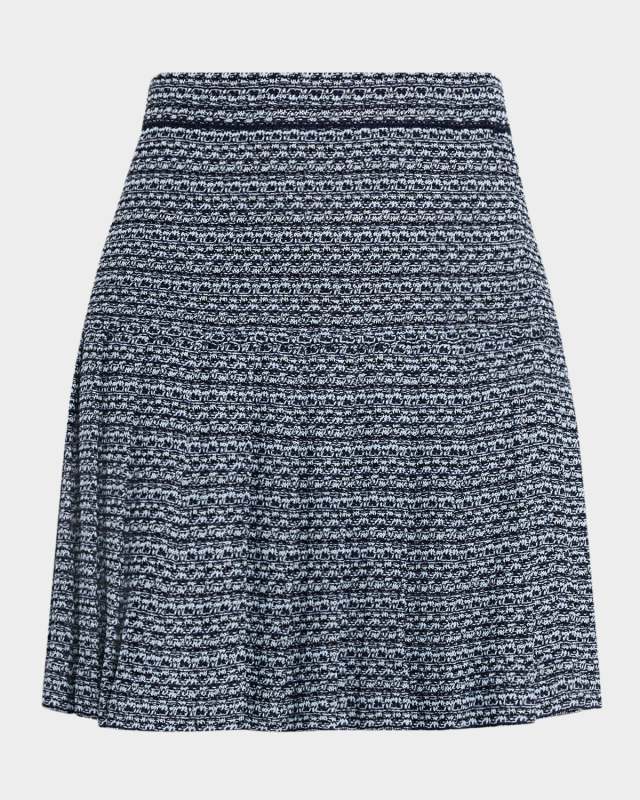 x Lani Lynn Pleated Drop-Waist Tweed Mini Skirt